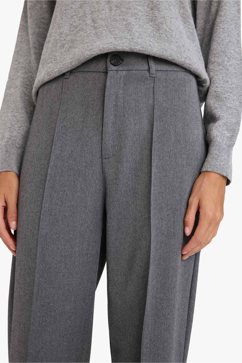 DeFacto Grey Woman Straight Fit High Waist Twill Trousers Casual - Image 4